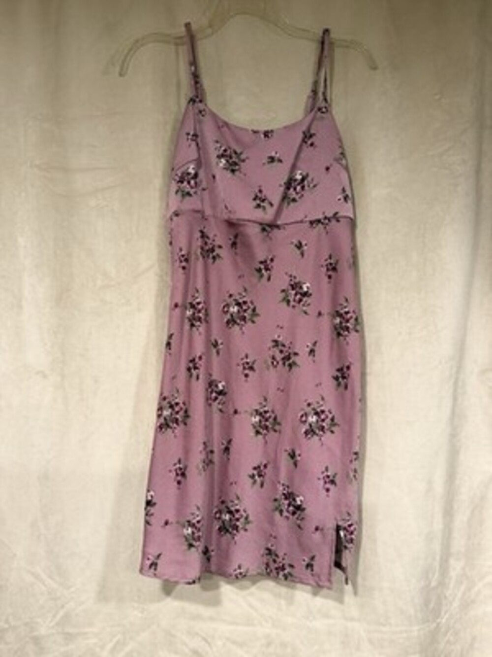 Y2K Madden Girl Purple Floral Spaghetti Strap Mini Dress Women's Size S Fairy